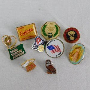 Lot of 10 Random Assorted Collectible & Advertisement Pinbacks & Pins Grab Bag